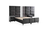 THE DIAMOND BASE SET 160X200 CM IN GREY COMBINES SQUARES DESIGN AND SUPERIOR COMFORT. ITS ELEGANT UPHOLSTERED HEADBOARD AND SPACIOUS SLEEPING AREA PROVIDE BOTH STYLE