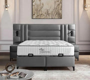 LA BASE DE PANDORA 160X200CM DE TERCIOPELO GRIS COMBINA UN DISEÑO MODERNO CON UNA COMODIDAD SUPERIOR. SU ELEGANTE CABECERO TAPIZADO Y SU AMPLIA ZONA DE DESCANSO OFRECEN