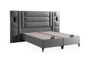 LA BASE DE PANDORA 160X200CM DE TERCIOPELO GRIS COMBINA UN DISEÑO MODERNO CON UNA COMODIDAD SUPERIOR. SU ELEGANTE CABECERO TAPIZADO Y SU AMPLIA ZONA DE DESCANSO OFRECEN