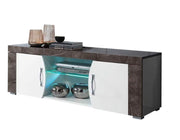 MASCARA LIVING ROOM SET WHITE AND GREY COLOR INCLUDES 7 PIECES ( SIDEBOARD - 200X47X84CM , DISPLAY CABINET 2 DOORS - 104X44X190CM , DISPLAY CABINET 1 DOOR - 54X44X190CM , DINNING TABLE - 160X90X77CM , COFFE TABLE-110X60X46CM , TV CABINET- 160X50X55CM )