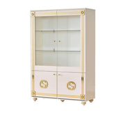 GUGI BEIGE AND GOLD LIVING ROOM SET 7 PEICES ( SIDEBOARD-195X47X78CM , MIRROR- 160X2X65CM , DISPLAY CABINET 2-1 DOOR 115X47X176 CM / 57X47X176CM ,DINNING TABLE-160X90X80CM , TV CABINET-160X47X62 CM , COFFEE TABLE 120X65X50CM )