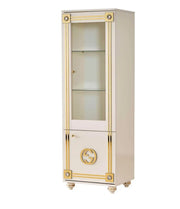 GUGI BEIGE AND GOLD LIVING ROOM SET 7 PEICES ( SIDEBOARD-195X47X78CM , MIRROR- 160X2X65CM , DISPLAY CABINET 2-1 DOOR 115X47X176 CM / 57X47X176CM ,DINNING TABLE-160X90X80CM , TV CABINET-160X47X62 CM , COFFEE TABLE 120X65X50CM )