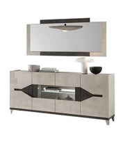 FELIX BEIGE AND BLACK LIVING ROOM SET 7 PEICES (SIDEBOARD - 190X47X88CM , MIRROR-160X2.5X78CM , DISPLAY CABINET 1-2 - 55X42X180CM , 110X42X180CM , DINNING TABLE-160/200X90X77CM , TV CABINET-160X47X60CM , COFFE TABLE- 120X65X46CM)