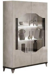 FELIX BEIGE AND BLACK LIVING ROOM SET 7 PEICES (SIDEBOARD - 190X47X88CM , MIRROR-160X2.5X78CM , DISPLAY CABINET 1-2 - 55X42X180CM , 110X42X180CM , DINNING TABLE-160/200X90X77CM , TV CABINET-160X47X60CM , COFFE TABLE- 120X65X46CM)