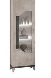 FELIX BEIGE AND BLACK LIVING ROOM SET 7 PEICES (SIDEBOARD - 190X47X88CM , MIRROR-160X2.5X78CM , DISPLAY CABINET 1-2 - 55X42X180CM , 110X42X180CM , DINNING TABLE-160/200X90X77CM , TV CABINET-160X47X60CM , COFFE TABLE- 120X65X46CM)