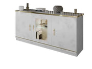 MINA LIVING ROOM SET IN BEIGE AND GOLD INCLUDES 6 PIECES ( SIDEBOARD-183X47X86 DISPLAY CABINET DOOR 2-1 - 119X47X184CM / 60X47X184 CM , DINNING TABLE 160/200X90X78CM , TV CABINET 150X47X65CM , COFFEE TABLE - 110X60X45CM)