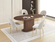LOKA DINING TABLE FEATURES A WALNUT EFFECT TABLETOP AND BASE COMBINING WARMTH AND MODREN ELEGANCE. MEASURING 160X90X75CM