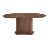 LOKA DINING TABLE FEATURES A WALNUT EFFECT TABLETOP AND BASE COMBINING WARMTH AND MODREN ELEGANCE. MEASURING 160X90X75CM