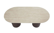 LA MESA DE COMEDOR KEYSHA CUENTA CON UNA BASE CON EFECTO DE NOGAL Y UNA CUBIERTA DE CERÁMICA TRAVERTINO BRILLANTE, COMBINANDO ELEGANCIA MODERNA Y DURABILIDAD. MIDE 160X90X75CM.