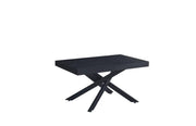 MESA DE COMEDOR EXTENSIBLE BALNI CUENTA CON UNA BASE DE METAL NEGRO Y UNA TAPA DE MESA CON ASPECTO DE MADERA NEGRA QUE COMBINA UN ESTILO MODERNO Y DURABILIDAD 140/200X90X75CM