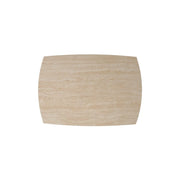 NYSA EXTENDABLE DINING TABLE FEATURES A BLACK METAL BASE WITH A MATTE TRAVERTINE CERAMIC TOP , 129/189X89X76CM