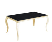 BAROQUE DINING TABLE FEATURES A GOLD BASE WITH BLACK TOP COMBINING CLASSIC 150X90X75CM