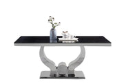 TROFY DINING TABLE FEATURES A SLEEK BLACK DESIGN WITH A MODREN AND MINIMALIST STYLE 150X90X75CM