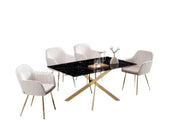 JESSICA RECTANGULAR DINING TABLE FEATURES A BLACK MARBLE TOP AND GOLD METAL FEETS AND 180X90X75CM