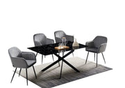 MESA DE COMEDOR RECTANGULAR JESSICA CON TAPA DE MÁRMOL NEGRO Y PATAS DE METAL NEGRO Y 180X90X75CM