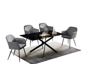 MESA DE COMEDOR RECTANGULAR JESSICA CON TAPA DE MÁRMOL NEGRO Y PATAS DE METAL NEGRO 150X90X75CM