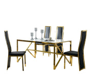 MAJESTIQUE DINING TABLE FEATURES A WHITE MARBLE EFFECT  WITH A GOLD LEGS WITH 150X90X75CM