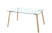 MIRAGE DINING TABLE FEATURES A TRANSPARENT GLASS TOP WITH A MODREN BASE COMBINING SLEEK ELEGANT DESIGN 130X70CM