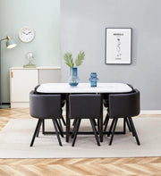 MESA DE COMEDOR VENDOME CON TAPA DE MÁRMOL Y 6 SILLAS QUE COMBINAN ELEGANCIA Y COMODIDAD 140X90X75CM