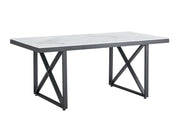 LEVANTO  DINING TABLE WITH BEIGE MARBLE TOP AND BLACK METAL FEETS 180X90X75