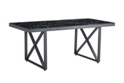 LEVANTO  DINING TABLE WITH BLACK MARBLE TOP AND BLACK METAL FEETS 180X90X75