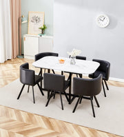 MESA DE COMEDOR VENDOME CON TAPA DE MÁRMOL Y 6 SILLAS QUE COMBINAN ELEGANCIA Y COMODIDAD 140X90X75CM