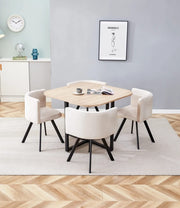 JUEGO DE MESA DE COMEDOR VENDOME CON TAPA DE MADERA Y 4 SILLAS QUE COMBINAN CALIDEZ NATURAL 100X100X75CM