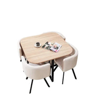 JUEGO DE MESA DE COMEDOR VENDOME CON TAPA DE MADERA Y 4 SILLAS QUE COMBINAN CALIDEZ NATURAL 100X100X75CM