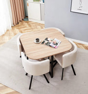 JUEGO DE MESA DE COMEDOR VENDOME CON TAPA DE MADERA Y 4 SILLAS QUE COMBINAN CALIDEZ NATURAL 100X100X75CM