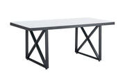 LEVANTO DINING TABLE FEATURES A WHITE MARBLE TOP WITH A BLACK METAL FEETS 180X90X75CM