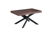 MESA DE COMEDOR EXTENSIBLE CON ACABADO NOGAL Y PATAS DE METAL NEGRO 140/220X90X75CM