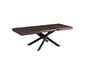 MESA DE COMEDOR EXTENSIBLE CON ACABADO NOGAL Y PATAS DE METAL NEGRO 140/220X90X75CM