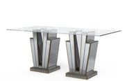 GALAXY DINING TABLE WITH MODREN GALAXY BASE FEETS WITH TRANSPARENT GLASS TOP 180X90X75CM