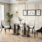 GALAXY DINING TABLE WITH MODREN GALAXY BASE FEETS WITH TRANSPARENT GLASS TOP 180X90X75CM