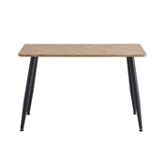 La mesa de comedor AMMO de 120x70x75 cm presenta una tapa estampada con patas de estructura de metal negro.