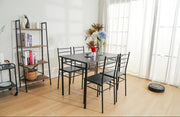 TUTI 110X70X75CM DINING TABLE SET FEATURES A BLACK TABLE WITH 4 CHAIRS (4+1) .