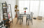 TUTI 110X70X75CM DINING TABLE SET FEATURES A BLACK TABLE WITH 4 CHAIRS (4+1) .