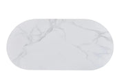 VENEZIA 180X90X75CM DINING TABLE FEATURES A WHITE MARBLE EFFECT CERAMIC TOP WITH BEIGE LEGS