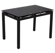 MESA DE COMEDOR EXTENSIBLE 110/170 X70X75CM CUENTA CON UNA TAPA NEGRA Y PATAS NEGRAS.