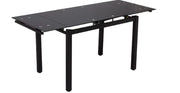 MESA DE COMEDOR EXTENSIBLE 110/170 X70X75CM CUENTA CON UNA TAPA NEGRA Y PATAS NEGRAS.