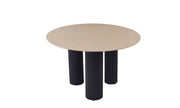 MESA DE COMEDOR ANAIS 120X75CM CON TAPA DE CERÁMICA EFECTO BEIGE Y PATAS DE METAL NEGRO.