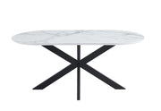 MANON MESA DE COMEDOR 180X90 CM CON EFECTO MÁRMOL BLANCO Y PATAS NEGRAS.