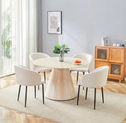 MESA DE COMEDOR ROSALIA DE 120 CM CON TAPA EFECTO TRAVERTINO Y PATAS A JUEGO.