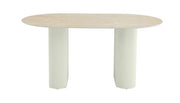 LA MESA DE COMEDOR ROXY DE 180X90CM CUENTA CON UNA TAPA CON EFECTO TRAVERTINO MATE Y PATAS BEIGE.