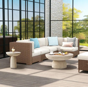 GALET , FIBRE DE VEERE 70X34CM COFFE TABLE FEATURES A REINFORCED FIBERGLASS STRUCTURE WITH A MATTE TRAVERTINE EFFECT FINISH.