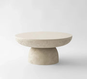 GALET , FIBRE DE VEERE 70X34CM COFFE TABLE FEATURES A REINFORCED FIBERGLASS STRUCTURE WITH A MATTE TRAVERTINE EFFECT FINISH.