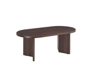 PAGE 120X60X45CM COFFEE TABKE FEATURES A MATTE TRAVERTINE EFFECT CERAMIC TOP WITH A WALNUT EFFECT MDF BASE FEETS.