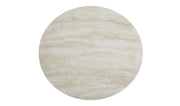 FAMOUS 80X45CM COFFEE TABLE FEATURES A GLOSSY TRAVERTINE EFFECT CERAMIC TOP WITH A TRAVERTINE STYLE FEETS.