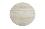 FAMOUS 80X45CM COFFEE TABLE FEATURES A GLOSSY TRAVERTINE EFFECT CERAMIC TOP WITH A WALNUT EFFECT FEETS.