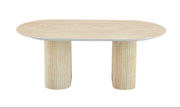 MESA DE CENTRO ROXY 120X60X45CM CUENTA CON UNA CUBIERTA DE CERÁMICA BRILLANTE CON EFECTO TRAVERTINO Y PATAS ESTILO TRAVERTINO.